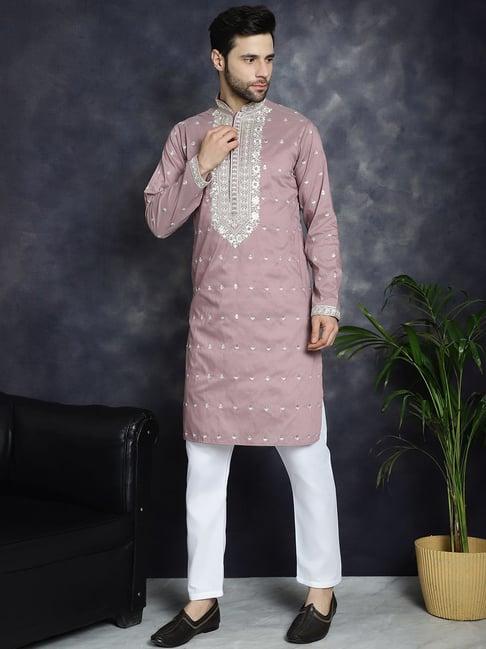 jompers magenta regular fit chikankari kurta bottom set