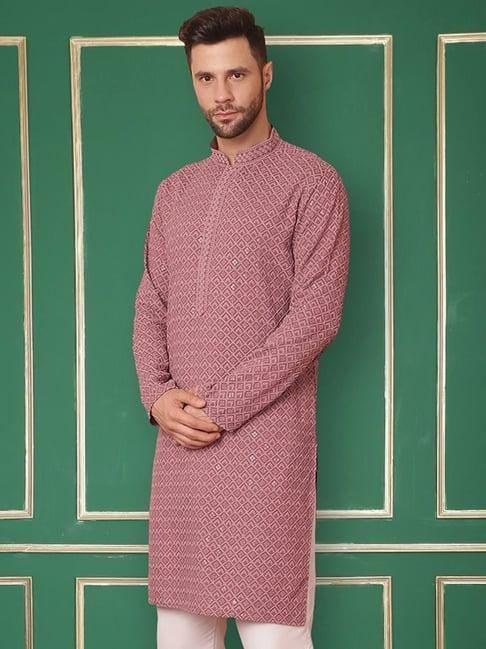 jompers magenta regular fit embroidered kurta