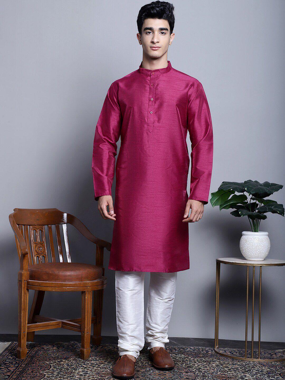 jompers mandarin collar dupion silk straight kurta