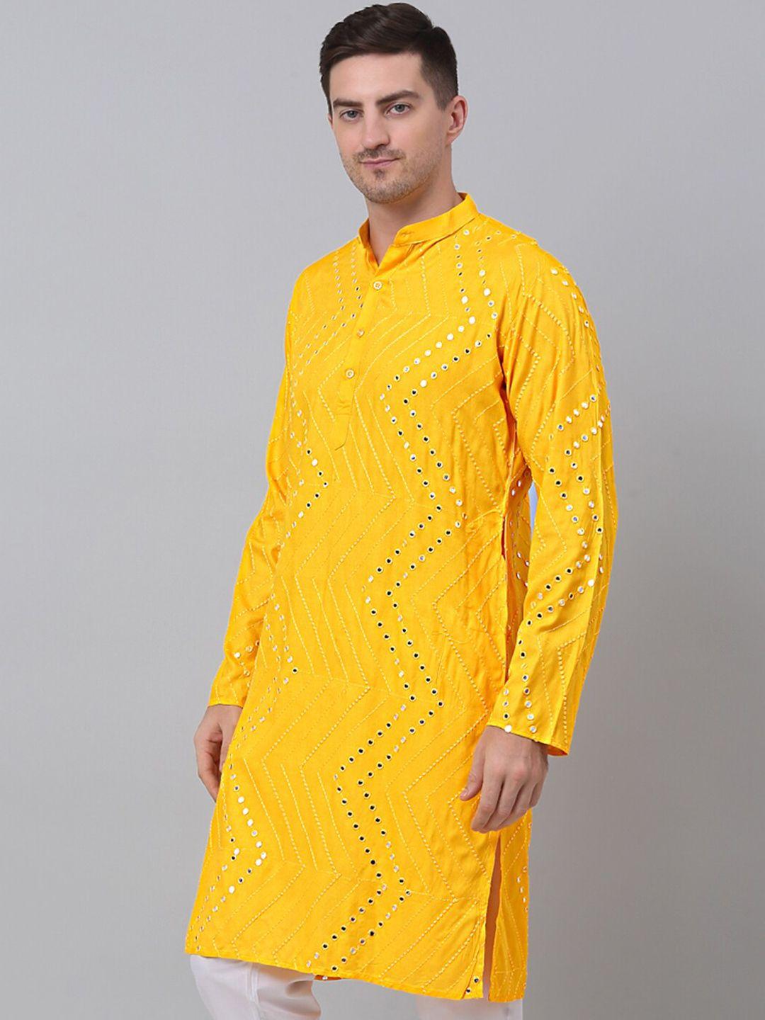 jompers mandarin collar embroidered mirror work pure cotton kurta