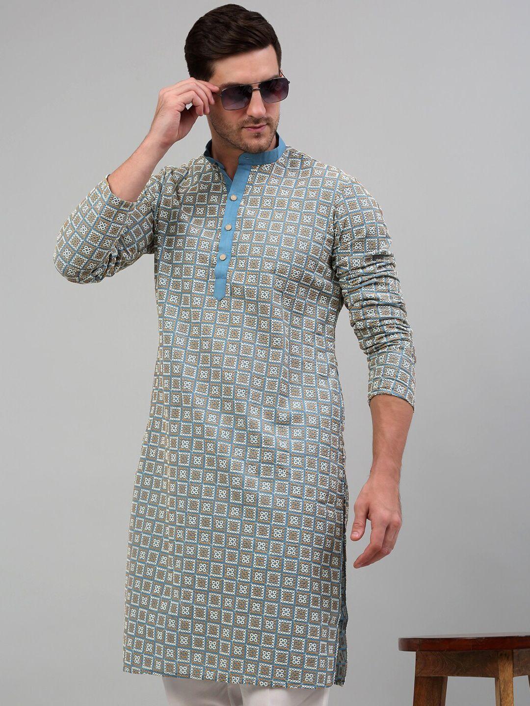 jompers mandarin collar embroidered pure cotton kurta