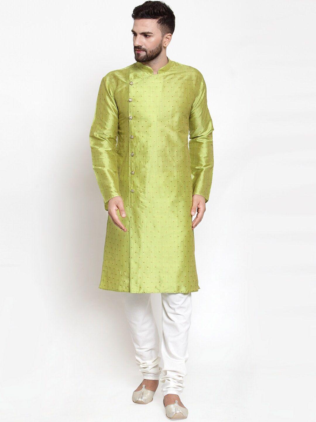 jompers mandarin collar embroidered straight kurta with churidar