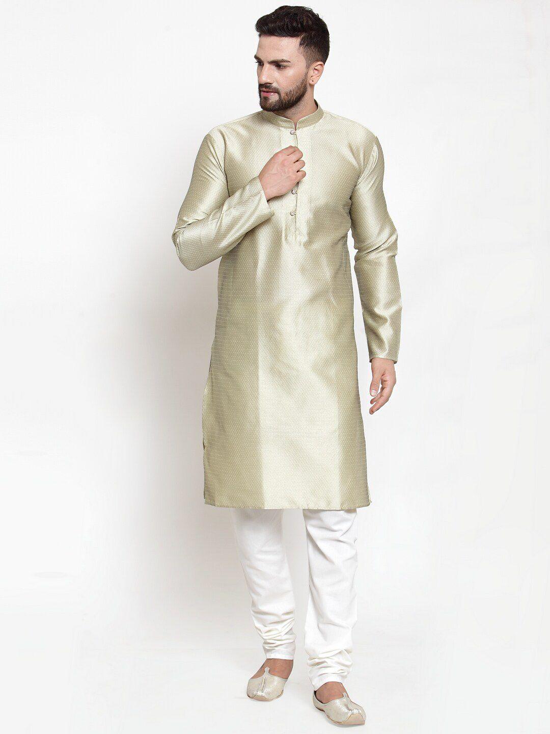jompers mandarin collar ethnic motifs woven design straight kurta with churidar