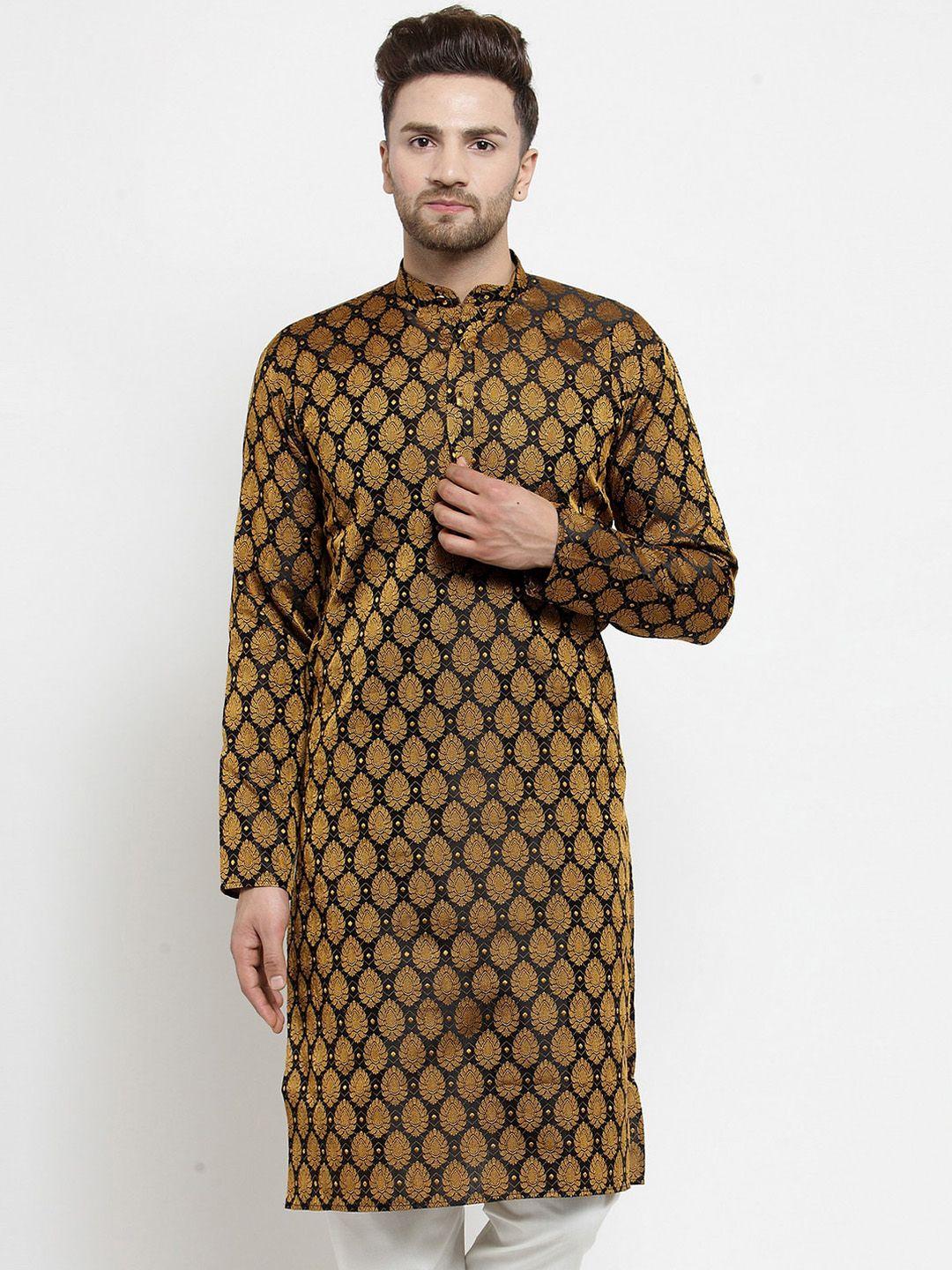 jompers mandarin collar woven design silk cotton kurta