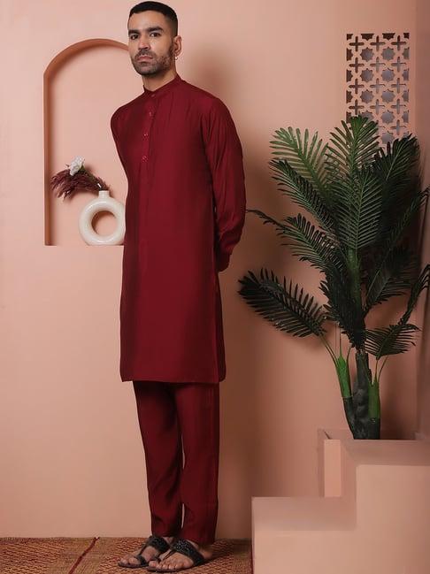 jompers maroon ragular fit kurta bottom set