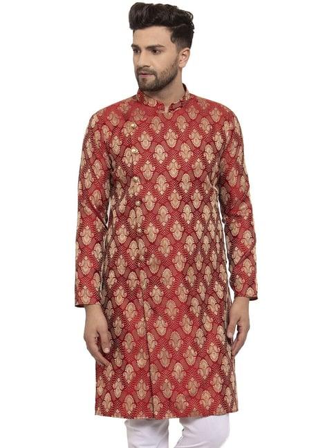 jompers maroon regular fit abstract kurta