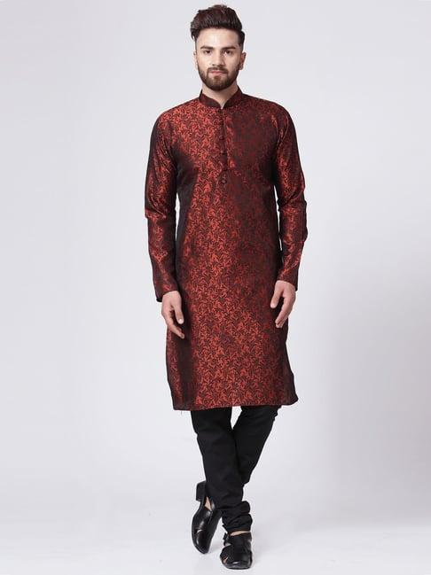 jompers maroon regular fit embroidered kurta set