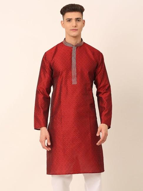 jompers maroon regular fit embroidered kurta