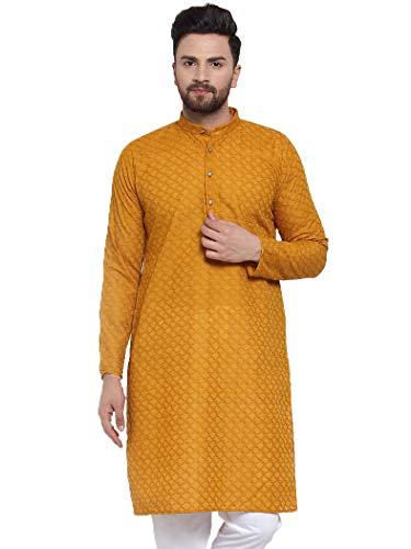 jompers men's chicken cotton kurta. (mustard, l)