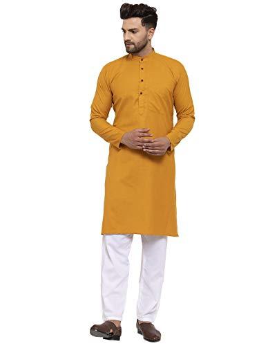 jompers men's cotton kurta payjama set. (yellow,xl)