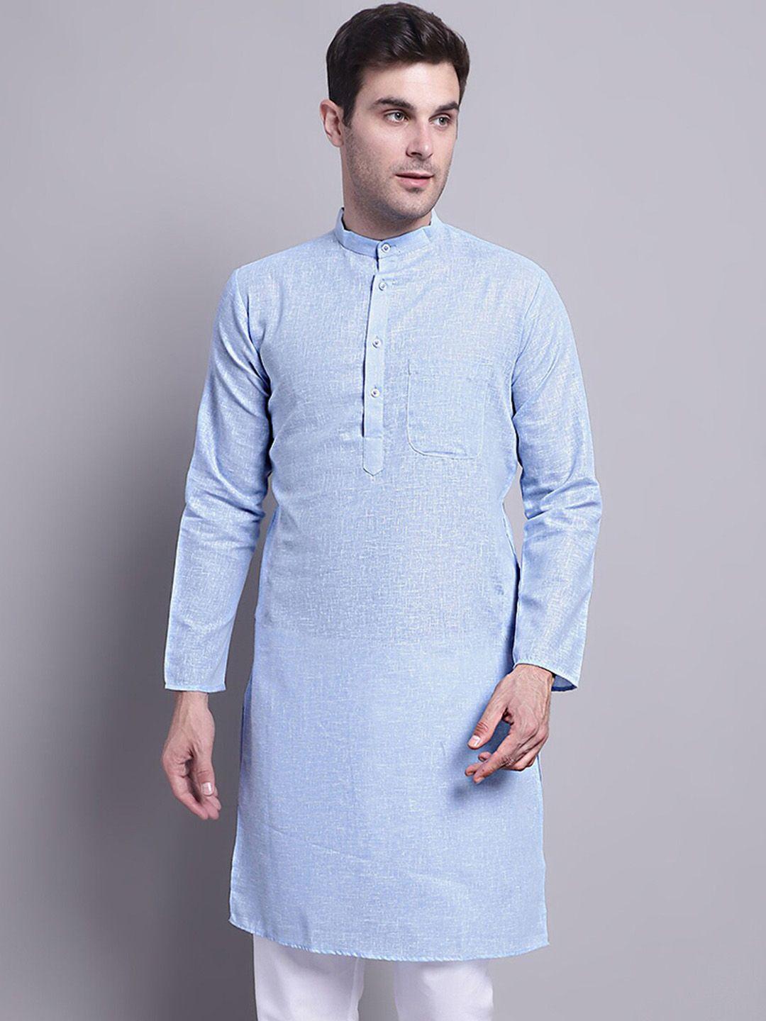 jompers men blue chikankari kurta