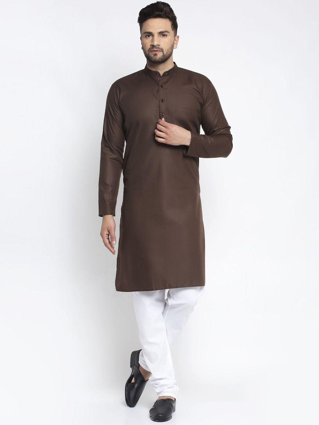 jompers men brown kurta with pyjamas