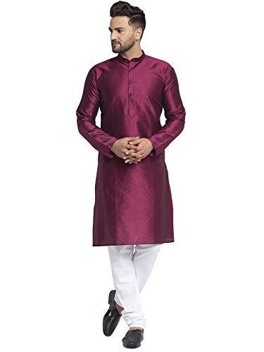 jompers men cotton woven kurta and payjama set(purple, l)