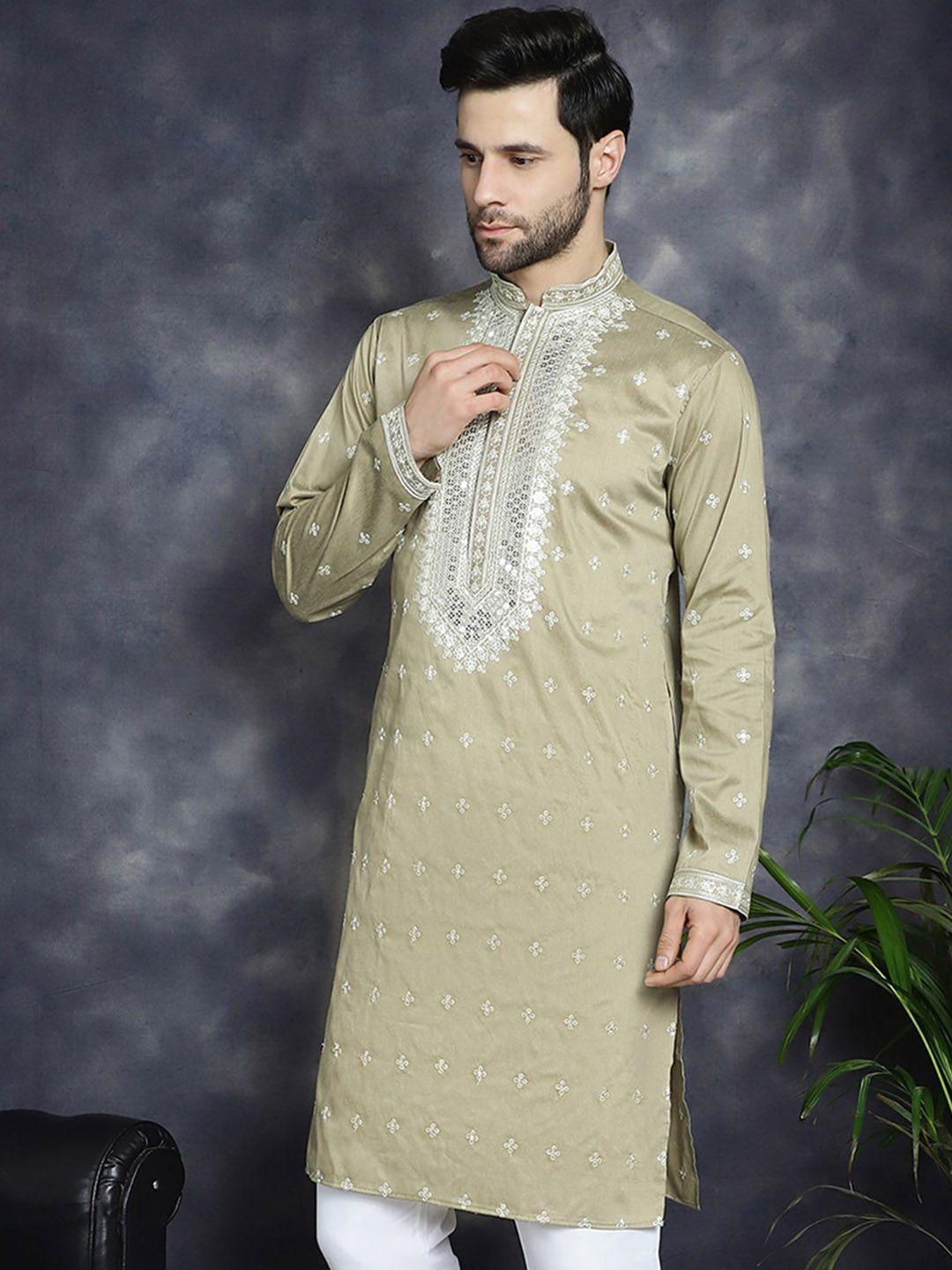 jompers men embroidered thread work kurta