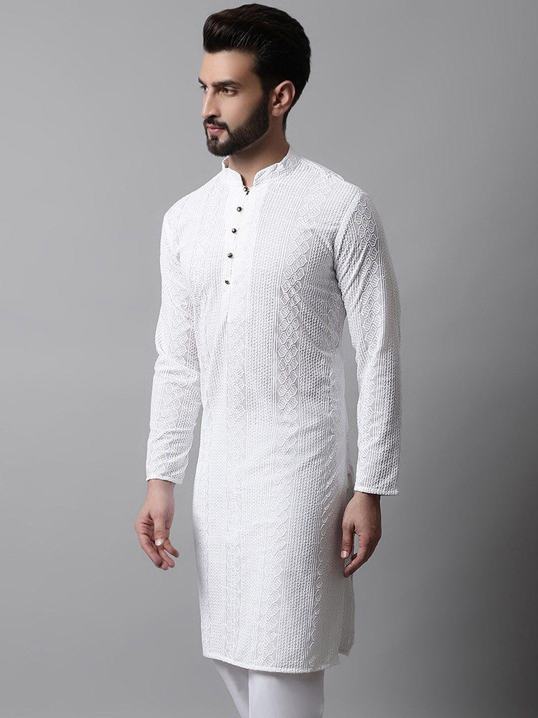 jompers men ethnic motifs thread work cotton kurta