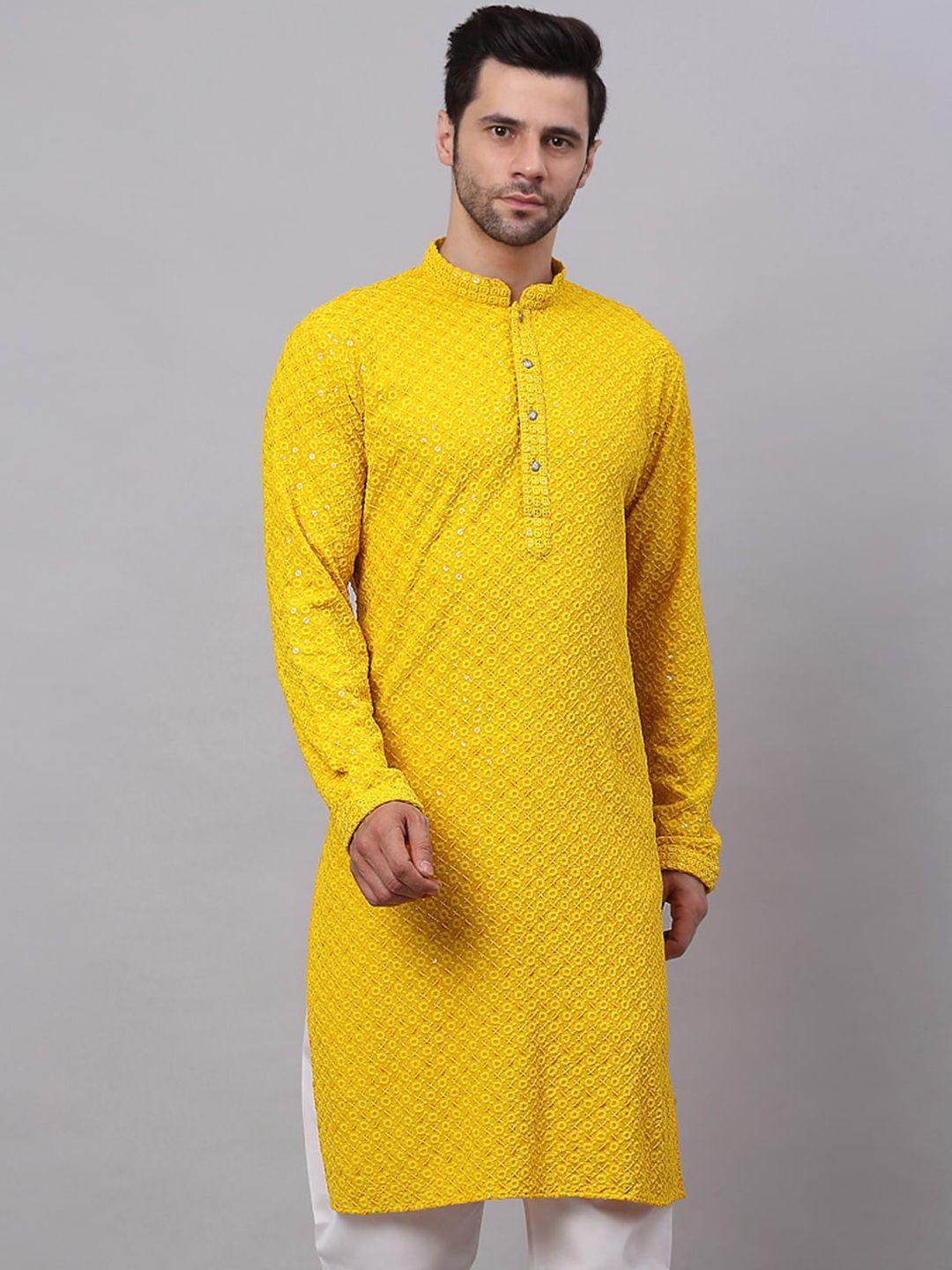 jompers men ethnic motifs thread work kurta