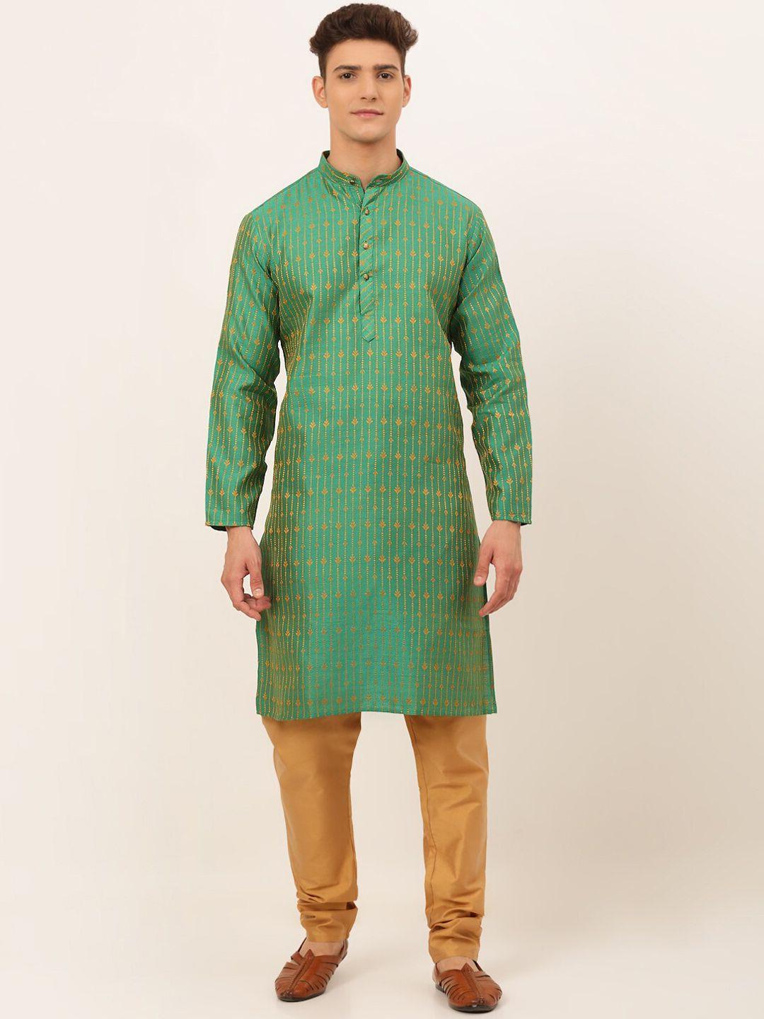 jompers men green kurta set