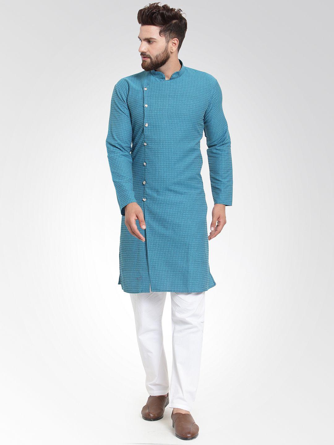 jompers men green self design kurta with salwar