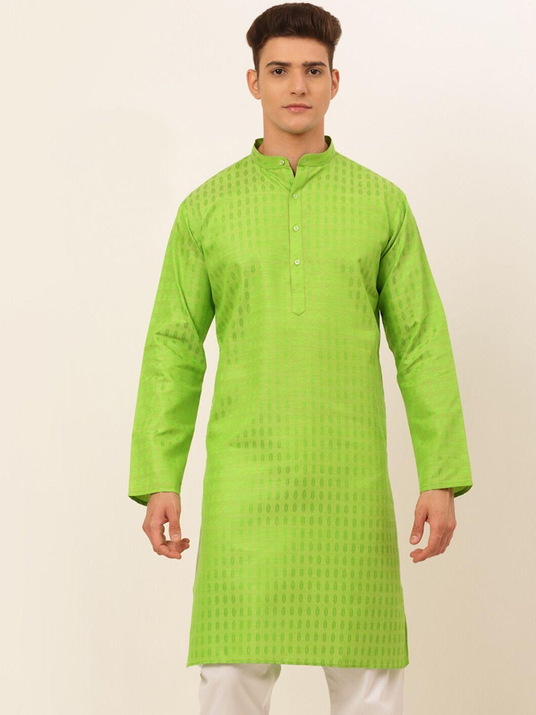 jompers men green thread work kurta