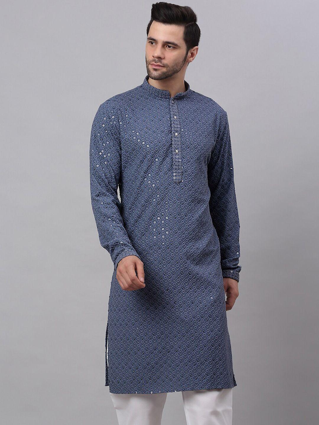 jompers men grey geometric kurta