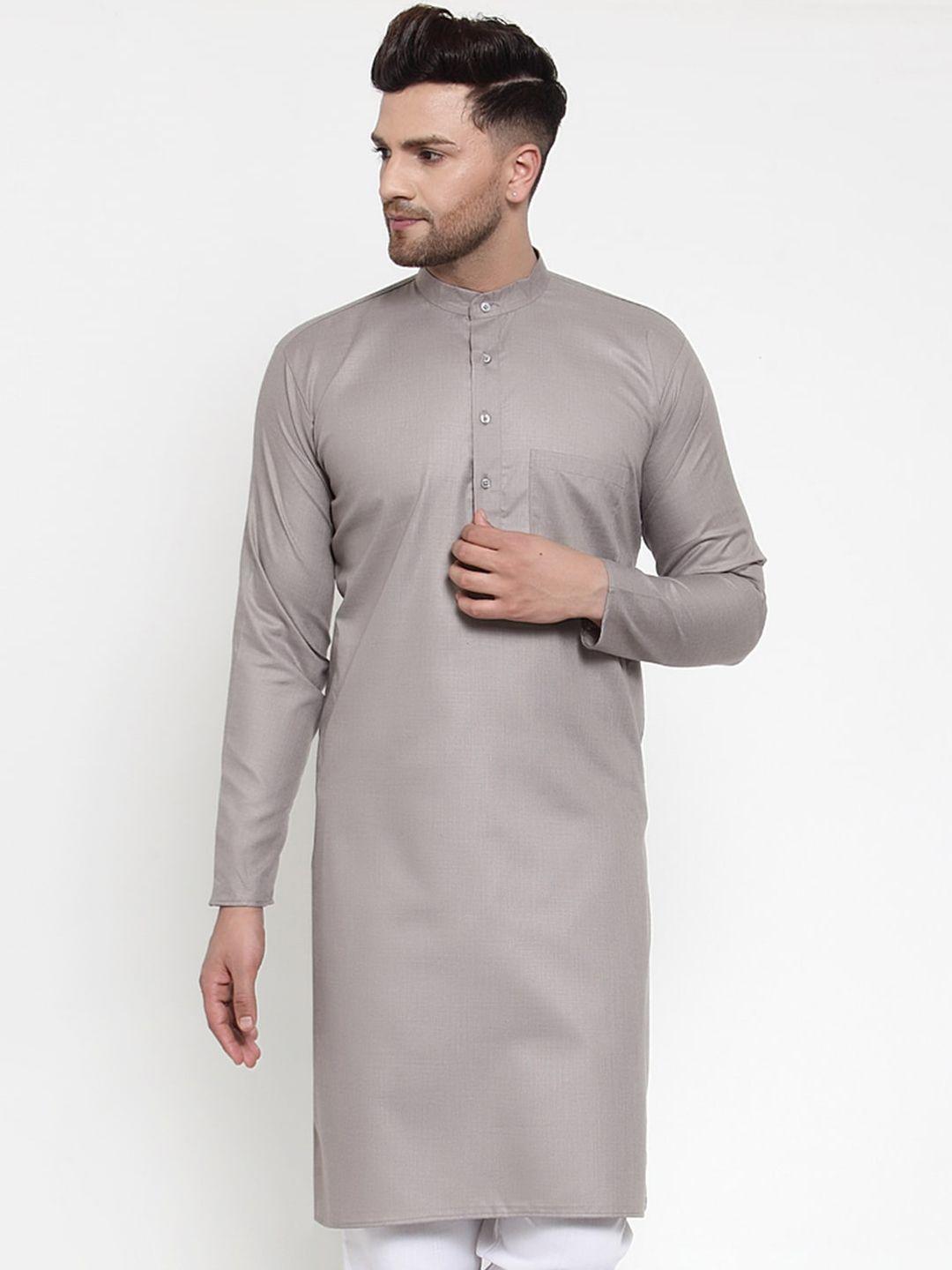 jompers men grey solid kurta