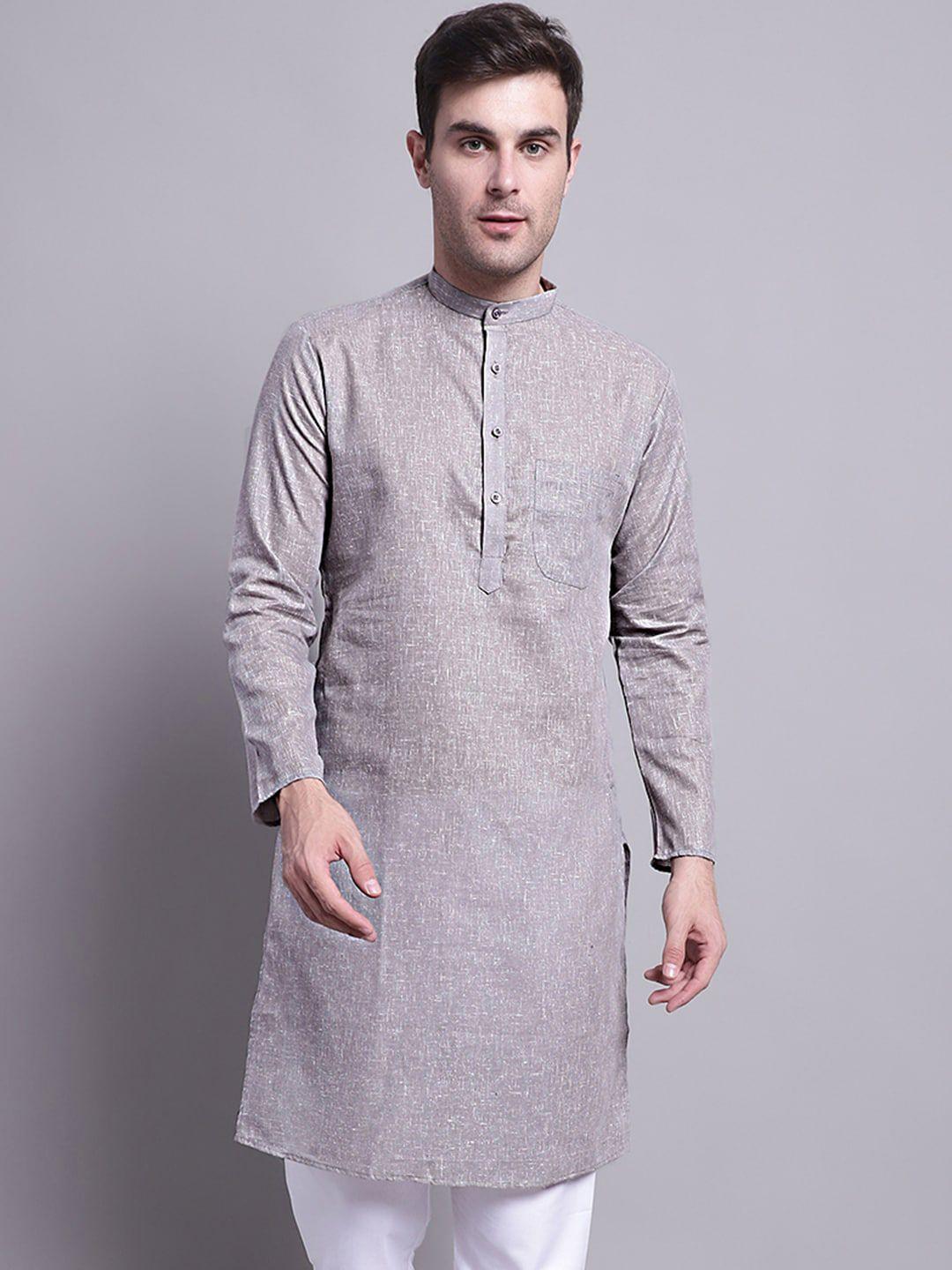 jompers men grey thread work kurta