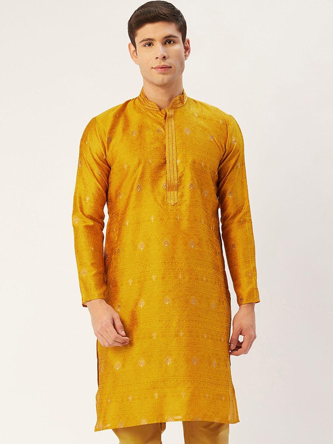 jompers men mustard yellow kurta