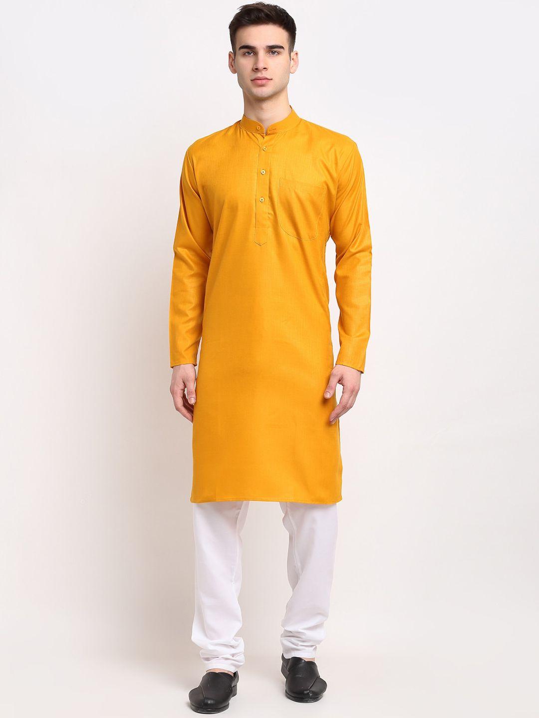 jompers men mustard yellow straight kurta