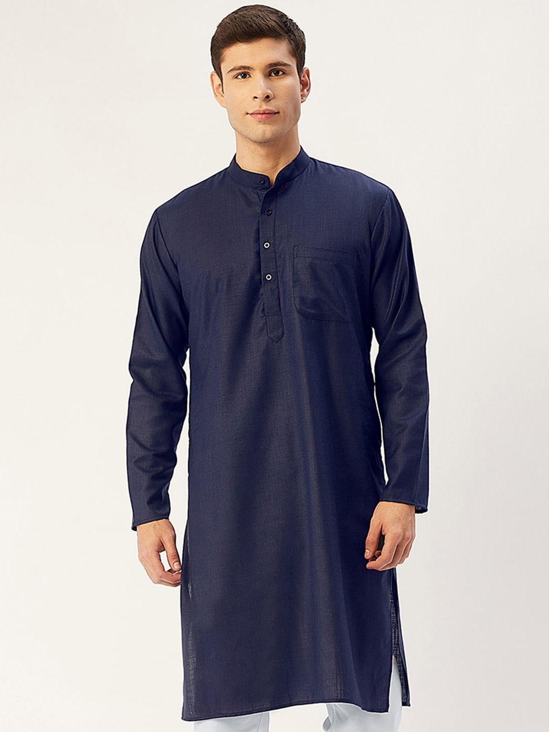 jompers men navy blue kurta