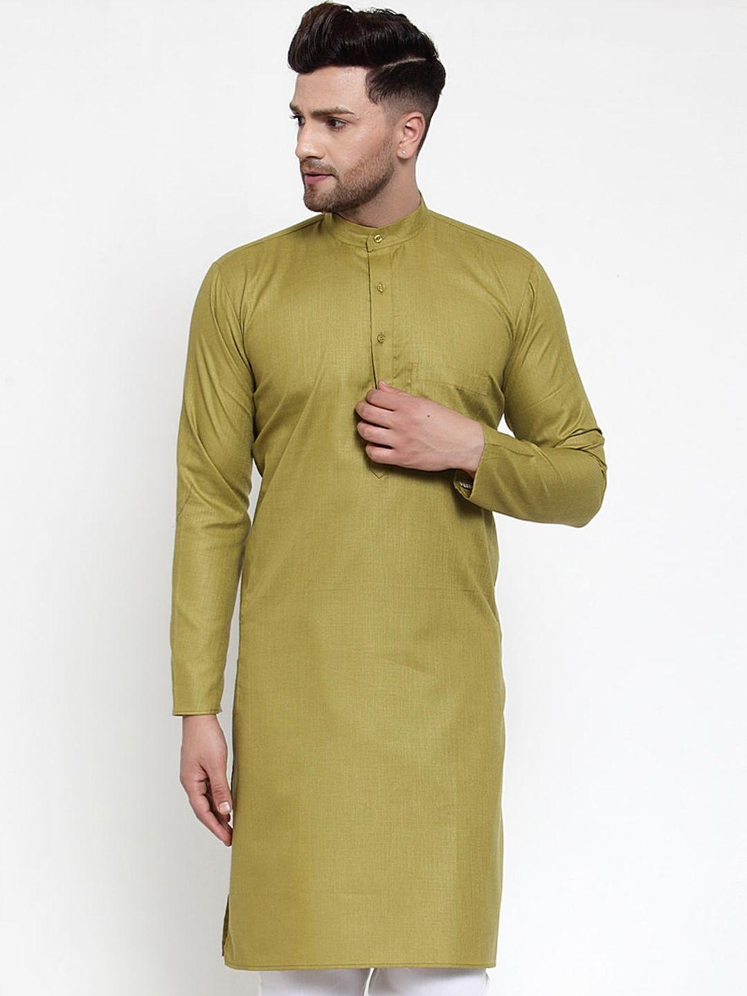 jompers men olive green kurta