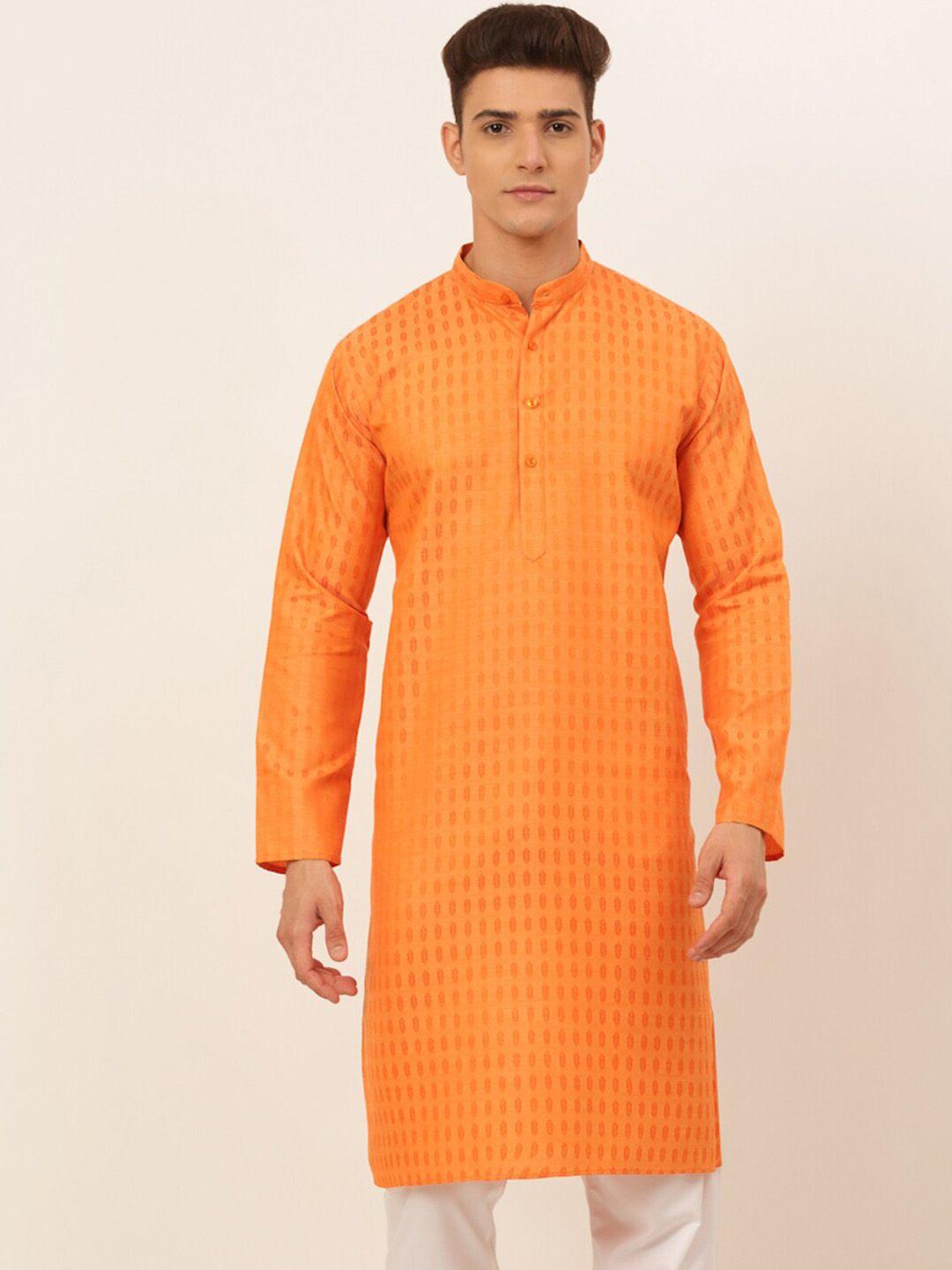 jompers men orange thread work kurta