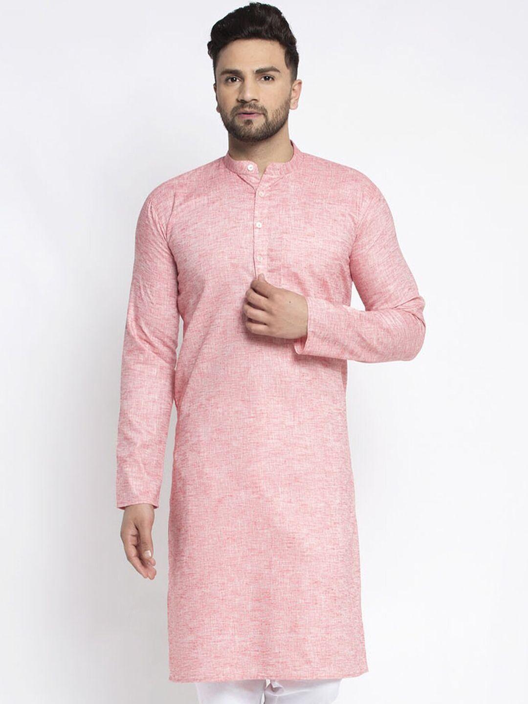 jompers men pink mandarin collar kurta