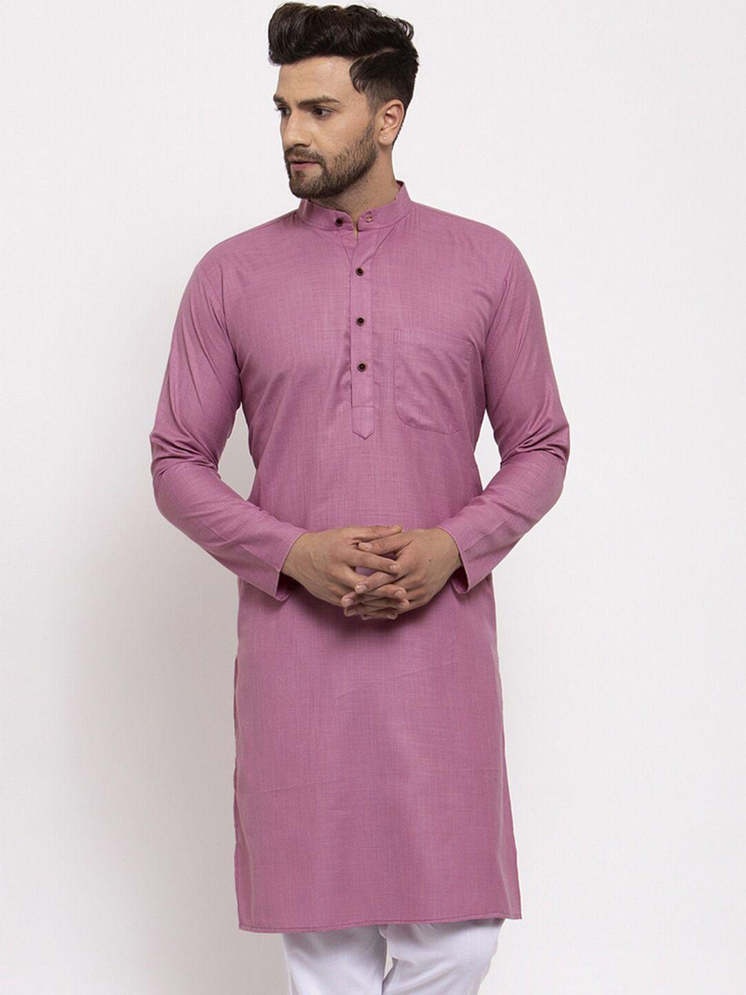 jompers men pink solid kurta