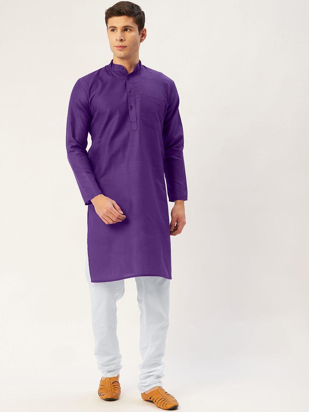 jompers men purple pure cotton kurta with pyjamas