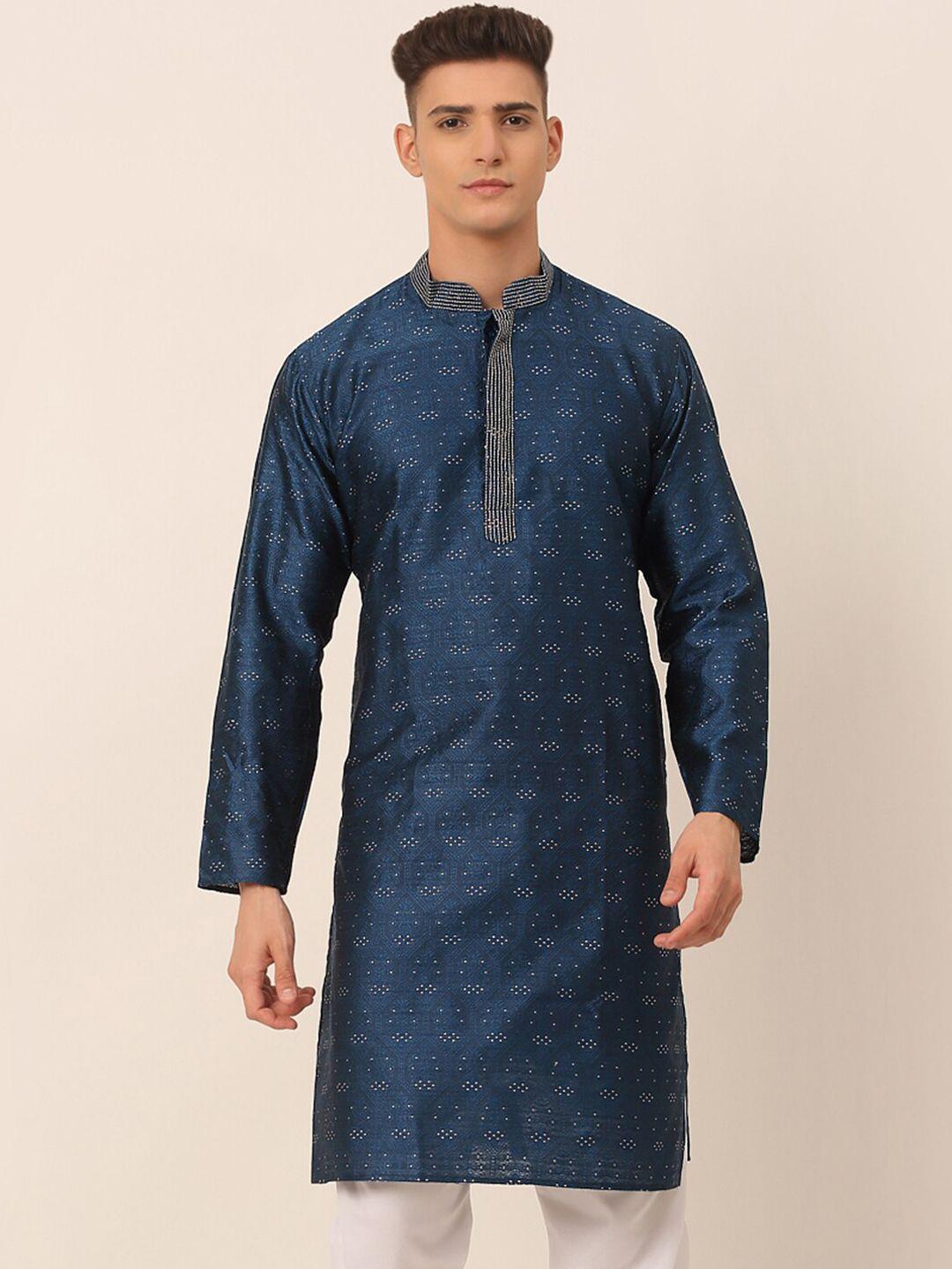 jompers men teal thread work kurta