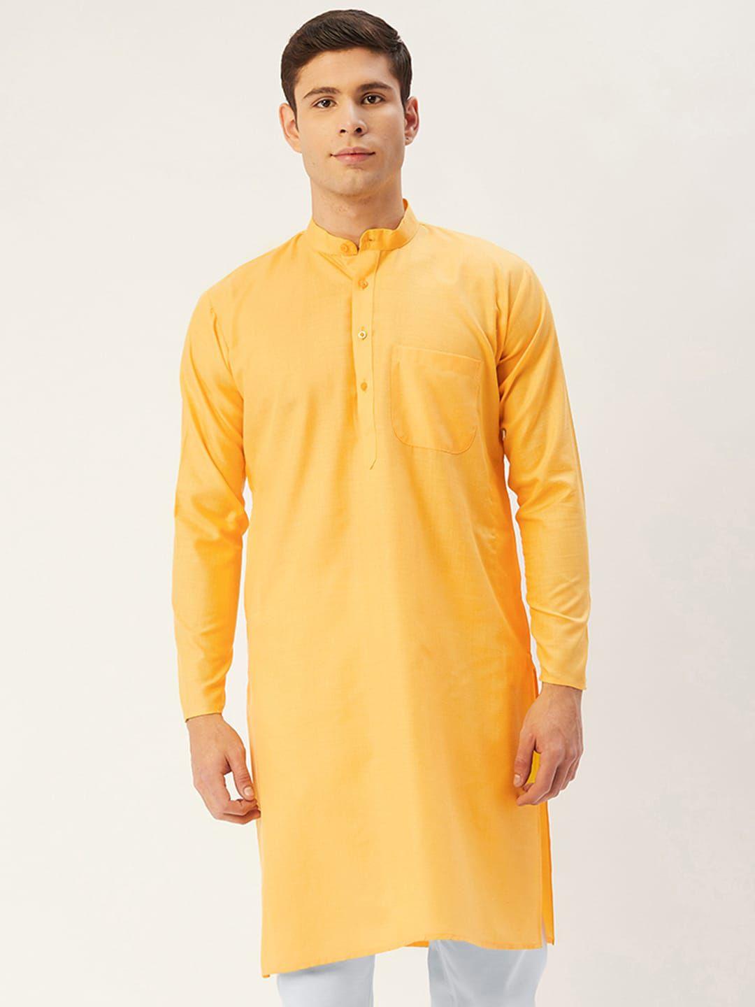 jompers men yellow solid kurta