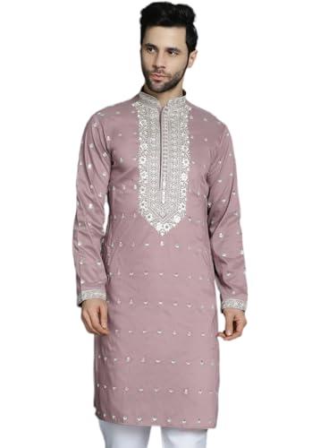 jompers mens magenta chikankari embroidered kurtas (magenta, m)