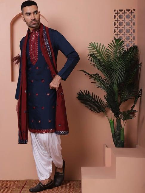 jompers multicolored ragular fit embroidered kurta bottom set