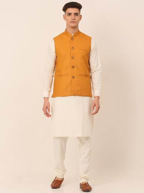 jompers mustard regular fit kurta set