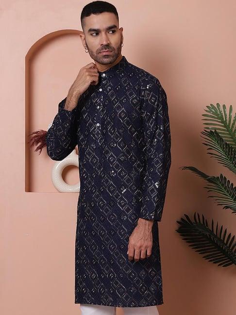 jompers navy ragular fit embroidered kurta