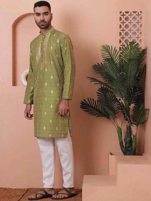 jompers olive ragular fit printed kurta bottom set