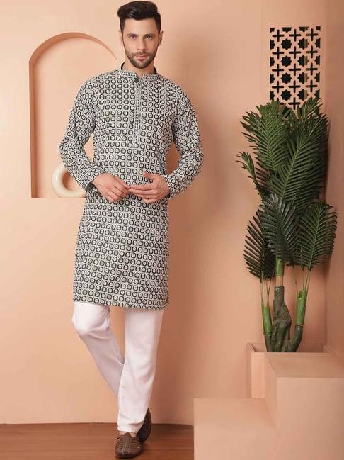 jompers olive regular fit chikankari kurta bottom set