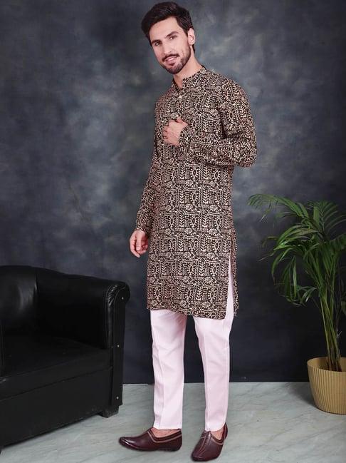 jompers olive regular fit printed kurta bottom set