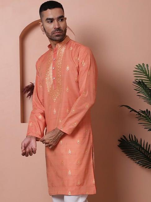 jompers peach ragular fit printed kurta