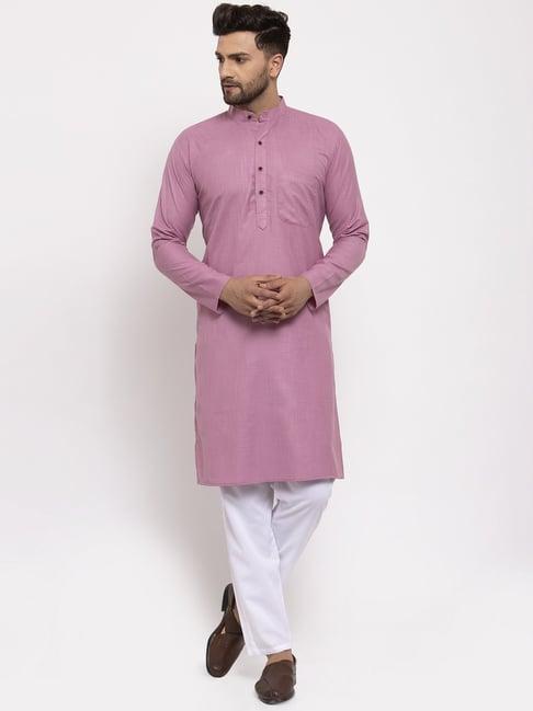 jompers pink cotton regular fit kurta set