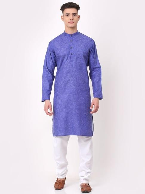 jompers purple & white regular fit texture kurta set