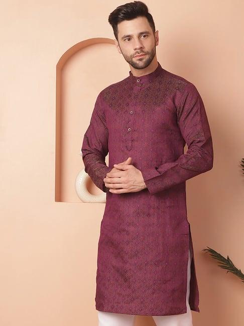 jompers purple regular fit embroidered kurta