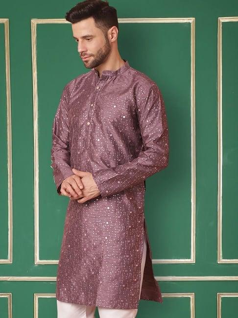 jompers purple regular fit embroidered kurta