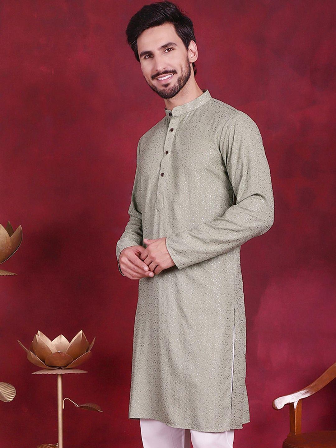 jompers self design band collar kurta