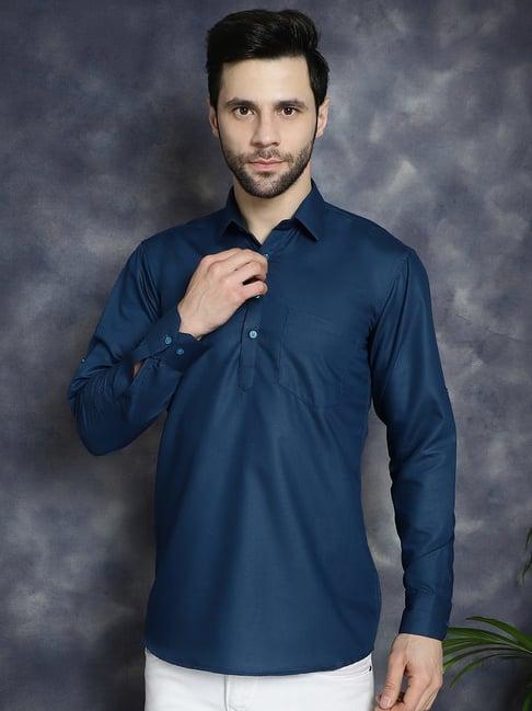 jompers teal regular fit short kurta